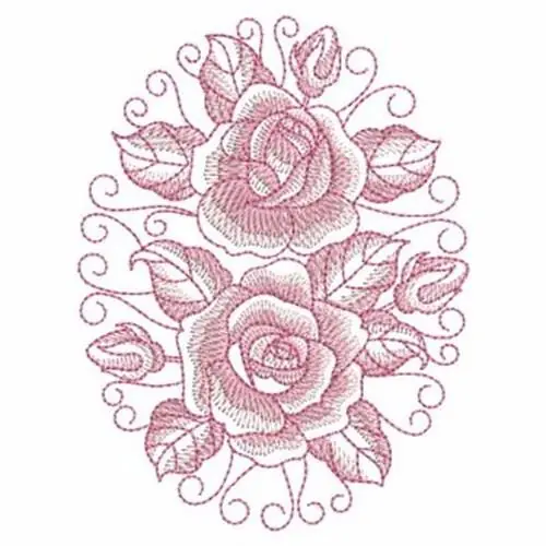 Limited Edition Sketched Rose Oval Embroidery Design