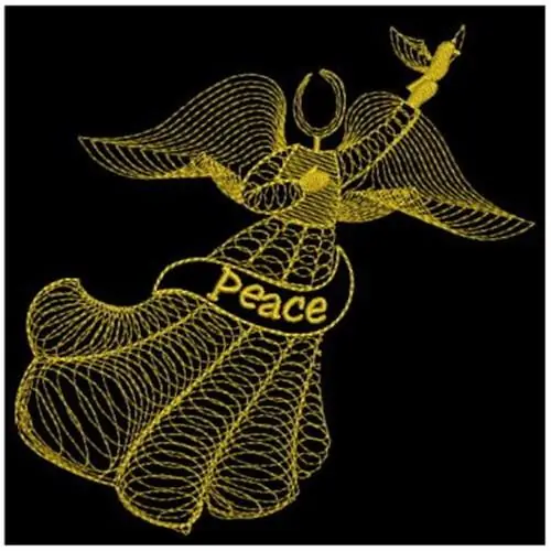 Rippled Peace Angel Embroidery Design Fan Favorite