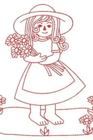 Buy Online Redwork Country Girl Embroidery Design