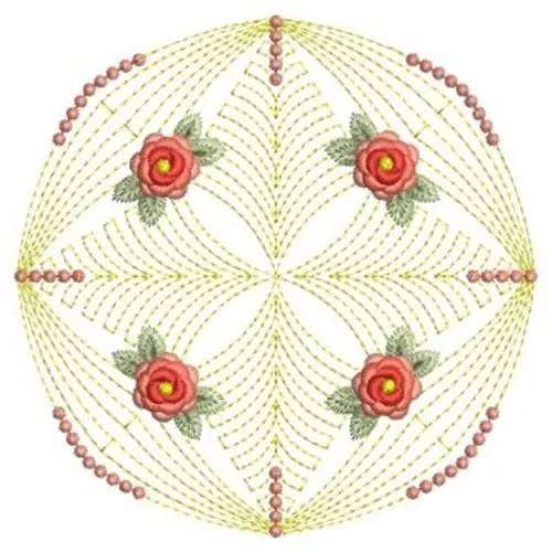 Worldwide Shipping Roses Enticement Circle Embroidery Design