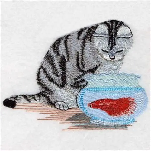 Weekend Sale Cat & Fish Embroidery Design