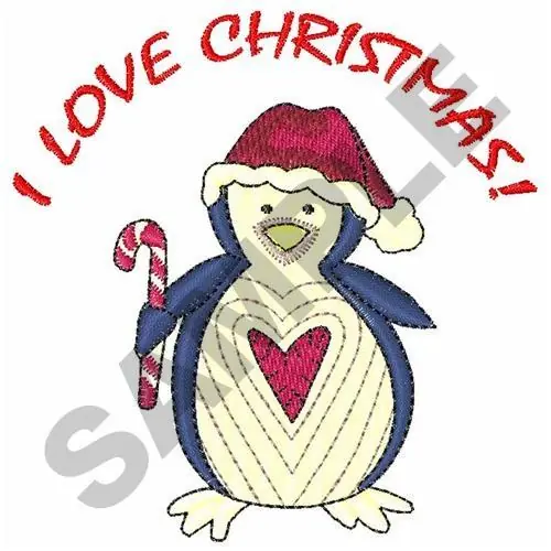 I LOVE CHRISTMAS Embroidery Design Handmade