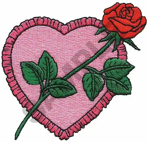 HEART & ROSE Embroidery Design Handmade