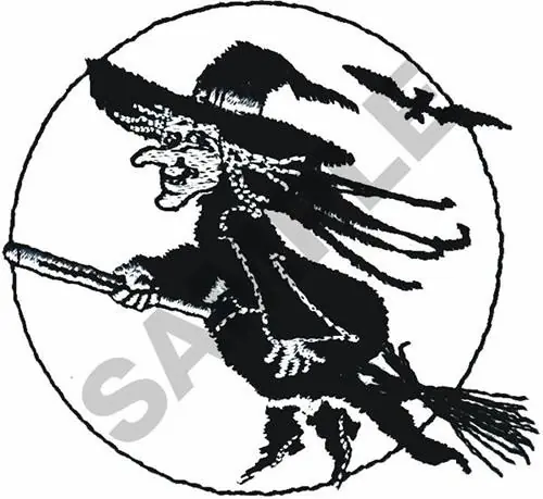 Luxury WITCH ON BROOM Embroidery Design
