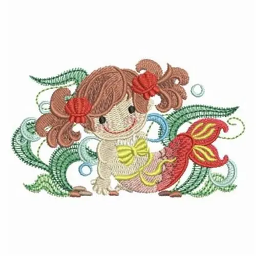 Smiling Mermaid Embroidery Design High Quality