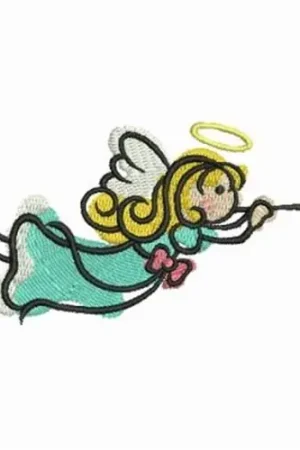 Authentic Little Angel WIth Trumpet Embroidery Design