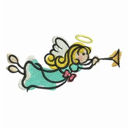 Authentic Little Angel WIth Trumpet Embroidery Design