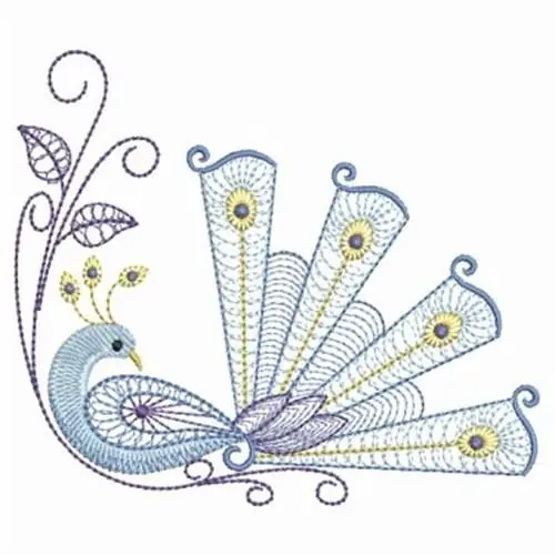 Today Only Peacock Swirl Embroidery Design