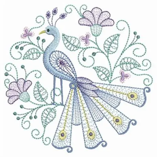 Peacock Circle Embroidery Design Bulk Order