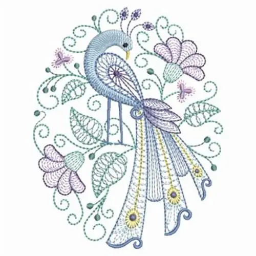 Peacock Oval Embroidery Design Next Day Delivery