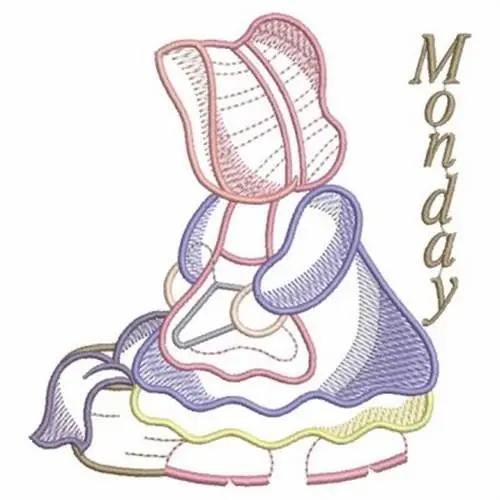 Affordable Sunbonnet Monday Embroidery Design