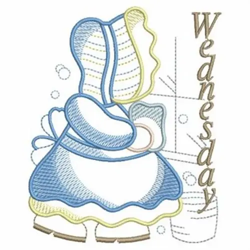 Sunbonnet Wednesday Embroidery Design Limited Offer