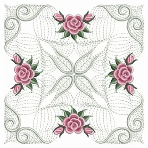 Affordable Rose Square Embroidery Design