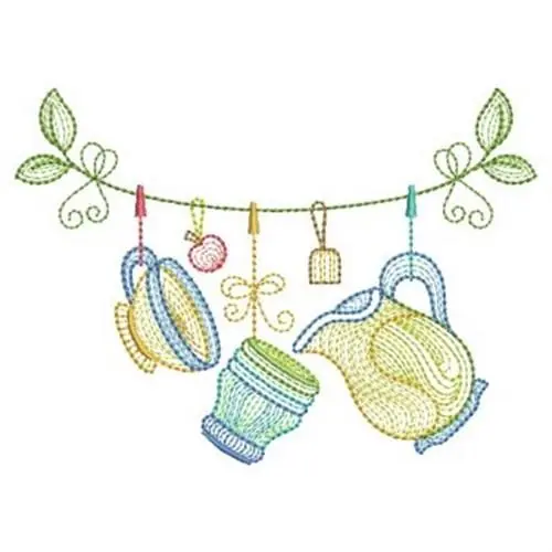 Latest Tea On A Clothesline Embroidery Design