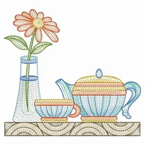 Tea Pot Embroidery Design While Supplies Last