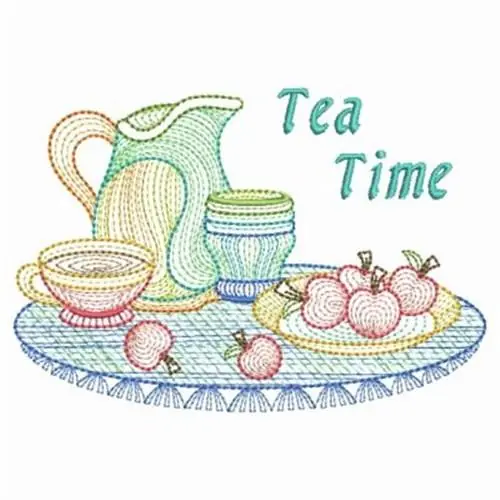 Rippled Tea Time Embroidery Design Low Price
