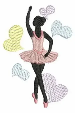 Ballerina Hearts Embroidery Design Affordable
