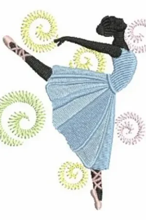 Ballerina & Swirls Embroidery Design Flash Sale