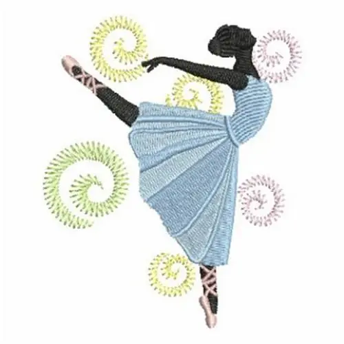Ballerina & Swirls Embroidery Design Flash Sale