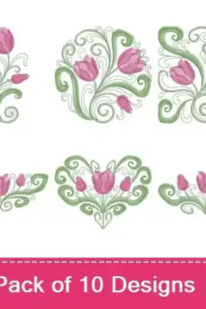 Art Deco Tulips Embroidery design pack by Ace Points, Embroidery Packs on EmbroideryDesigns.com Reduced Price
