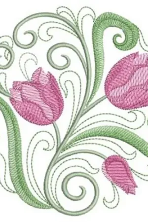 Buy Today Tulip Circle Embroidery Design