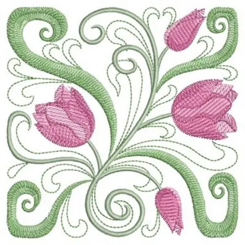 Tulip Square Embroidery Design Place Order