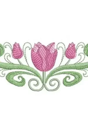 Art Deco Tulips Embroidery Design Genuine