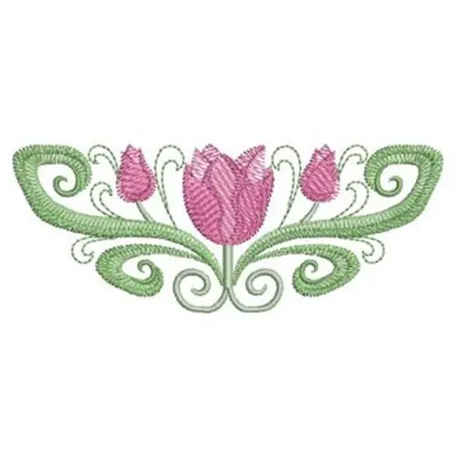 Art Deco Tulips Embroidery Design Genuine