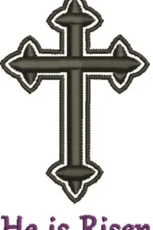 Black Bold Crucifix Risen Embroidery Design Last Chance