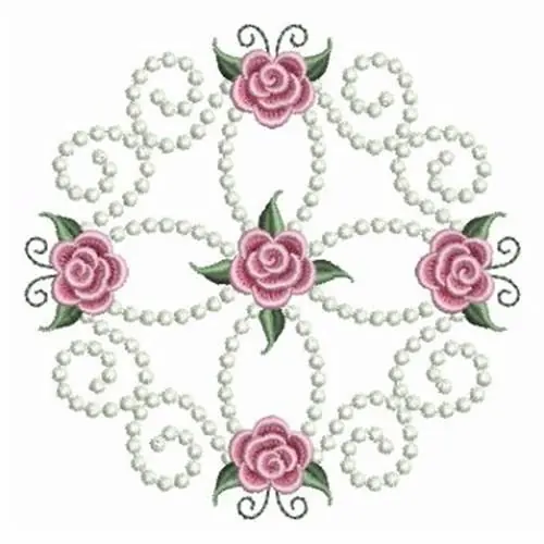 Pearl Rose Circle Embroidery Design Secure Checkout