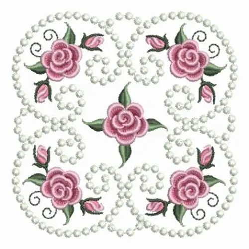Pearl Rose Block Embroidery Design Flash Sale