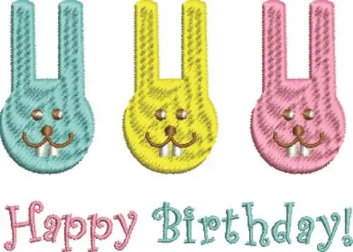 Original Silly Pastel Bunnies Embroidery Design