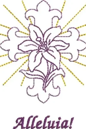 Modern Alleluia Cross Embroidery Design