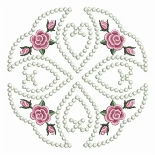 Pearl Rose Circle Embroidery Design Place Order