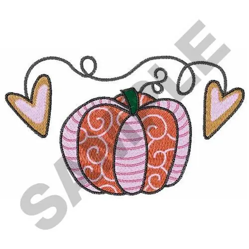 PUMPKIN AND HEARTS Embroidery Design Special Offer