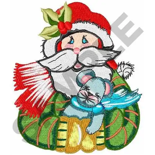 SANTA WITH MOUSE Embroidery Design Latest