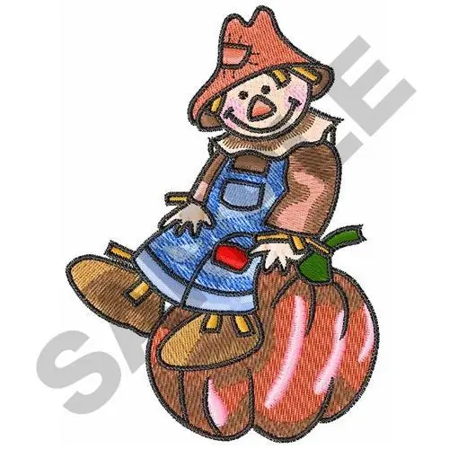 SCARECROW ON PUMPKIN Embroidery Design Secure Checkout