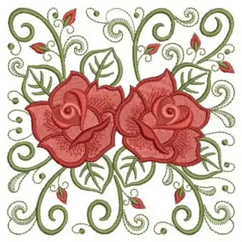 Art Deco Roses Embroidery Design Clearance