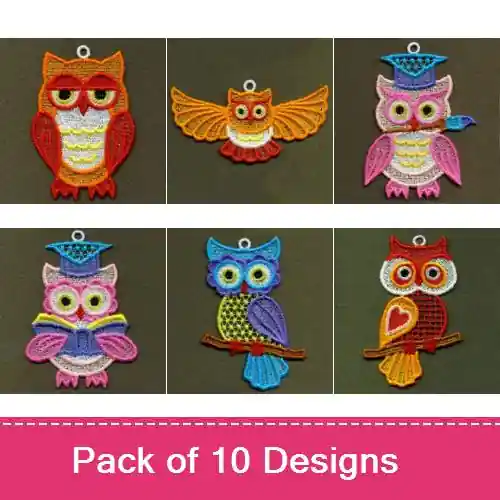 Shop Now FSL Baby Owls Embroidery design pack by Ace Points, Embroidery Packs on EmbroideryDesigns.com