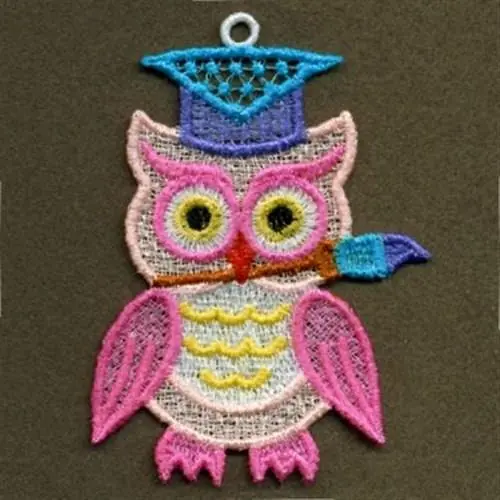 FSL Scholar Owl Embroidery Design Same Day Shipping