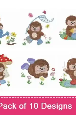 Baby Hedgehog Embroidery design pack by Ace Points, Embroidery Packs on EmbroideryDesigns.com Free Returns