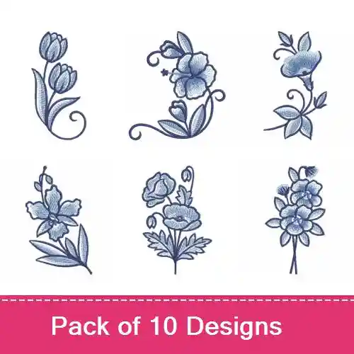 Must Have Delft Blue Bloom Embroidery design pack by Ace Points, Embroidery Packs on EmbroideryDesigns.com