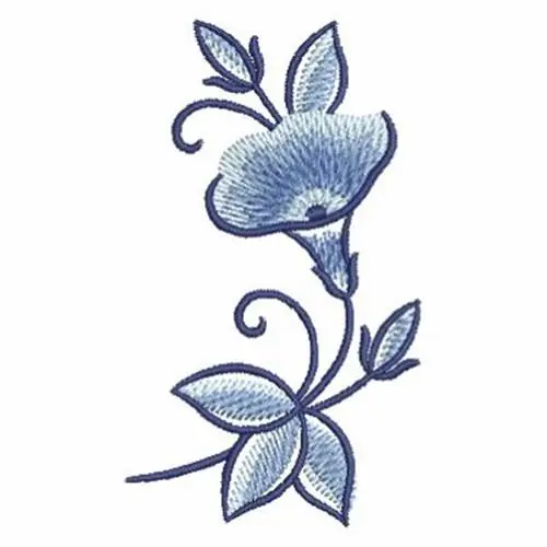 Delft Blue Morning Glory Embroidery Design Order Now