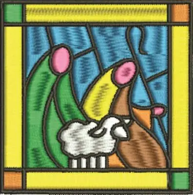 Stained Glass Shepherds Embroidery Design Bulk Order