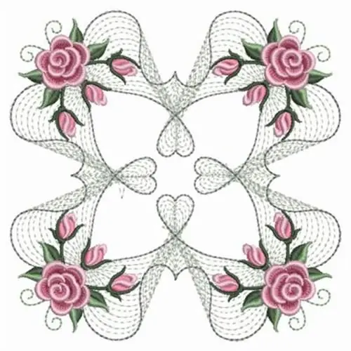 Pearl Roses & Hearts Embroidery Design Holiday Sale