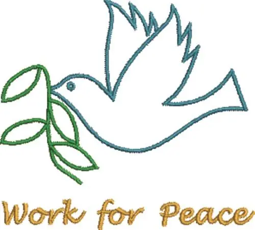 Work For Peace Embroidery Design Money Back Guarantee