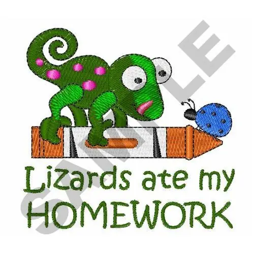 Premium LIZARDS ATE MY HOMEWORK Embroidery Design