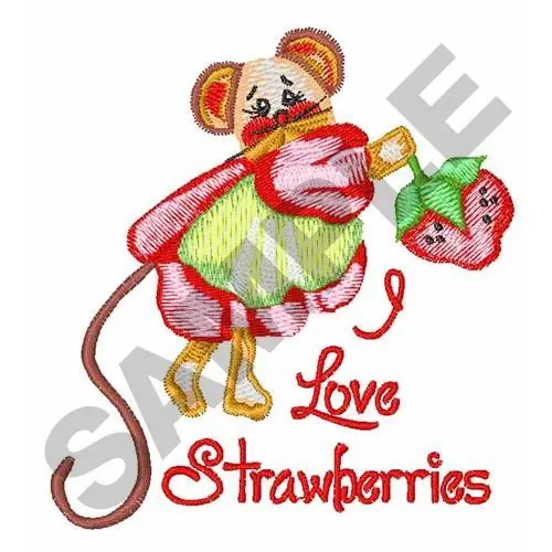 I LOVE STRAWBERRIES Embroidery Design Discount
