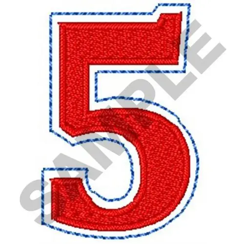 Authentic NUMERAL 5 Embroidery Design