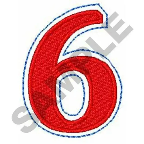 Genuine NUMERAL 6 Embroidery Design